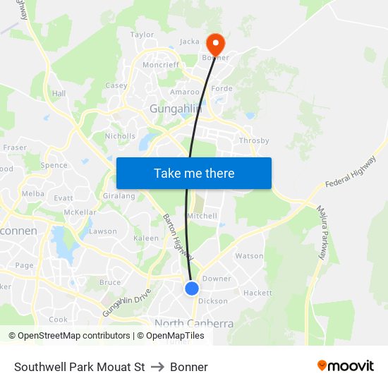 Southwell Park Mouat St to Bonner map