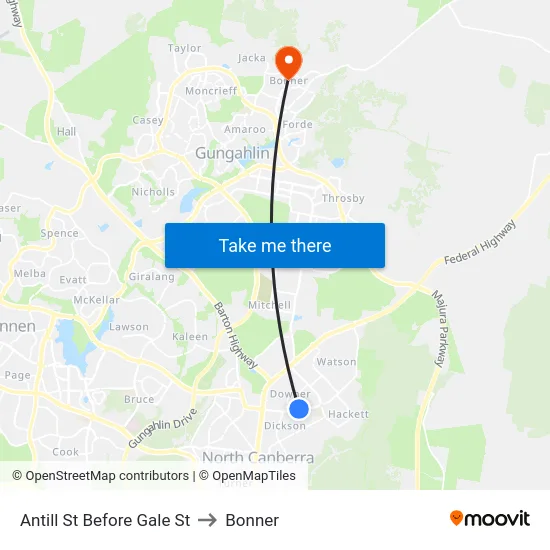 Antill St Before Gale St to Bonner map