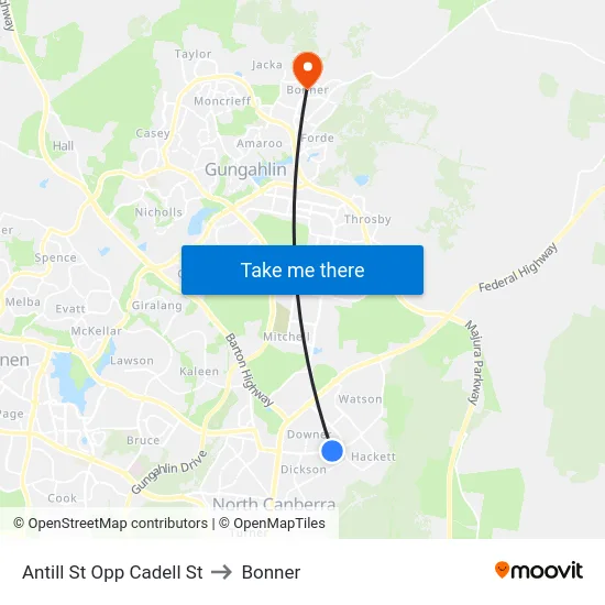 Antill St Opp Cadell St to Bonner map