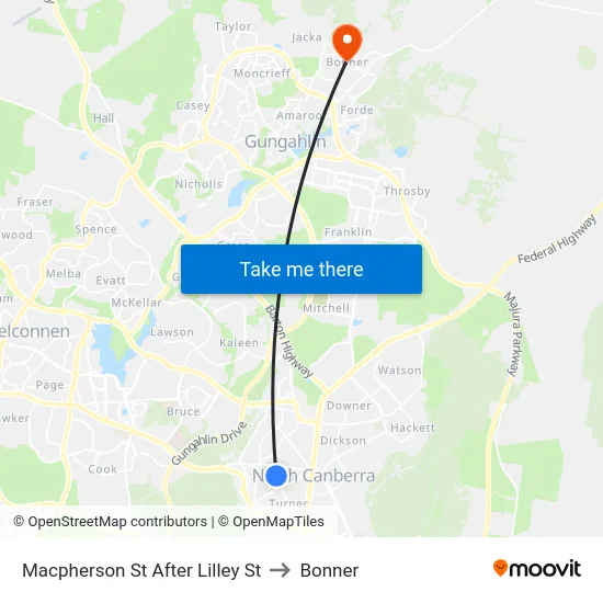 Macpherson St After Lilley St to Bonner map