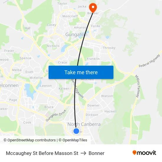 Mccaughey St Before Masson St to Bonner map