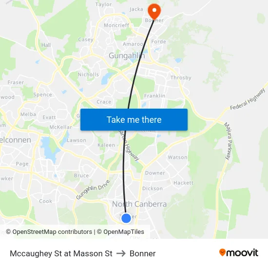 Mccaughey St at Masson St to Bonner map