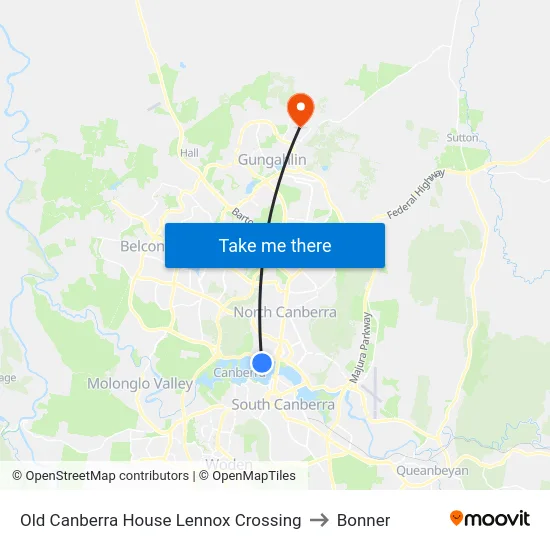 Old Canberra House Lennox Crossing to Bonner map