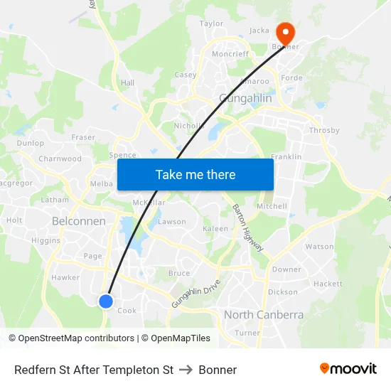 Redfern St After Templeton St to Bonner map