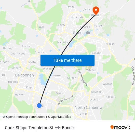 Cook Shops Templeton St to Bonner map