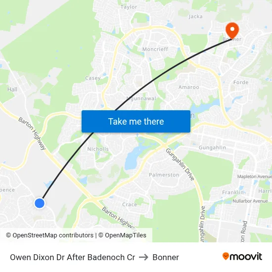 Owen Dixon Dr After Badenoch Cr to Bonner map