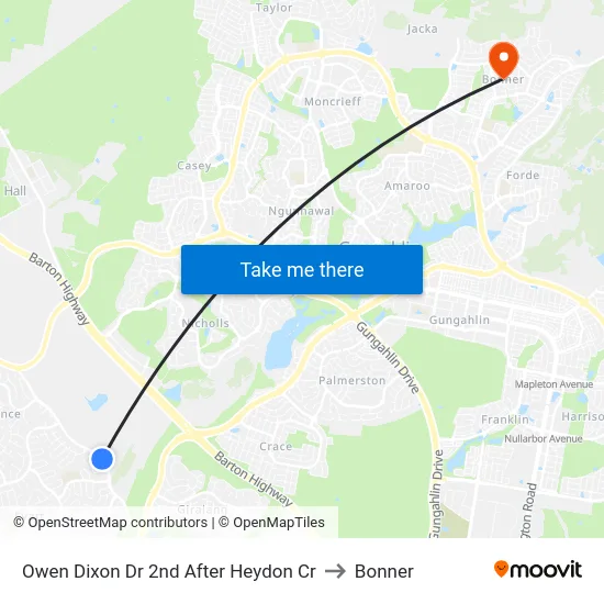 Owen Dixon Dr 2nd After Heydon Cr to Bonner map