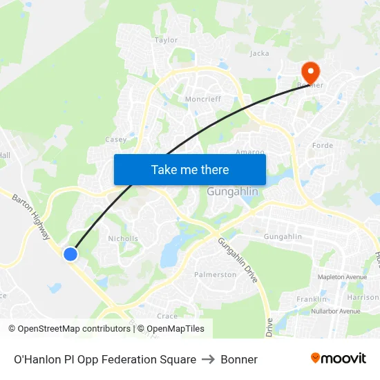O'Hanlon Pl Opp Federation Square to Bonner map