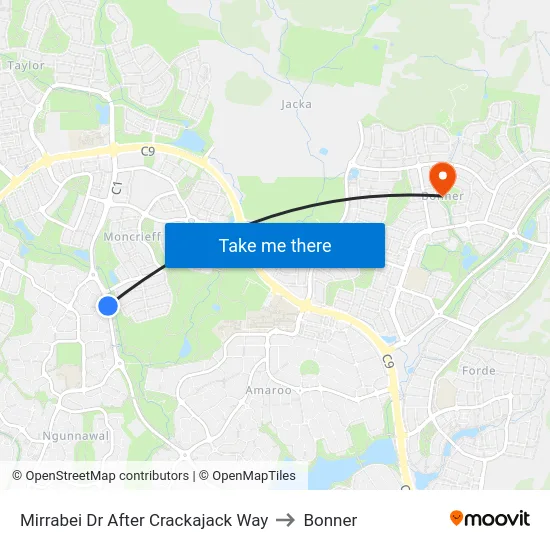 Mirrabei Dr After Crackajack Way to Bonner map