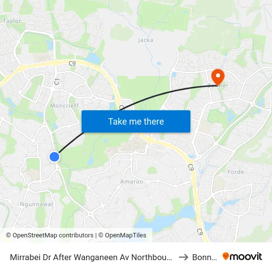 Mirrabei Dr After Wanganeen Av Northbound to Bonner map