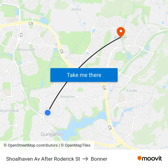 Shoalhaven Av After Roderick St to Bonner map