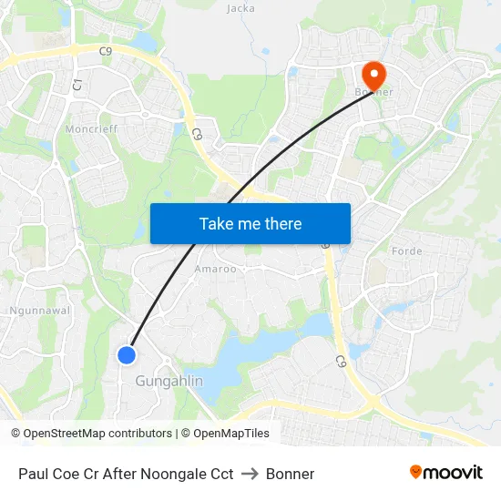 Paul Coe Cr After Noongale Cct to Bonner map