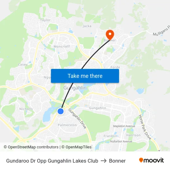 Gundaroo Dr Opp Gungahlin Lakes Club to Bonner map
