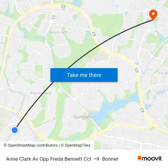 Anne Clark Av Opp Freda Bennett Cct to Bonner map