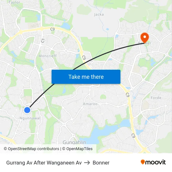 Gurrang Av After Wanganeen Av to Bonner map