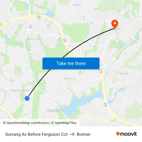 Gurrang Av Before Ferguson Cct to Bonner map