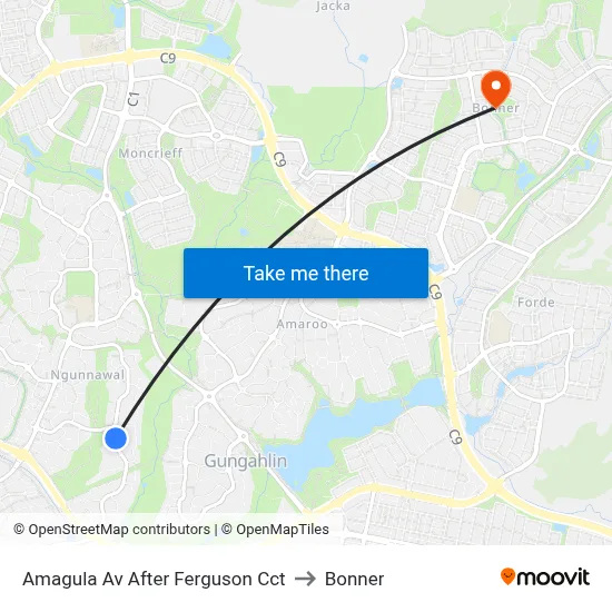 Amagula Av After Ferguson Cct to Bonner map