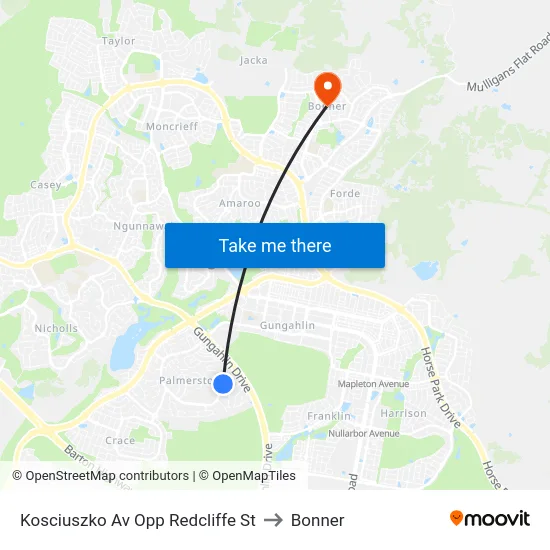 Kosciuszko Av Opp Redcliffe St to Bonner map