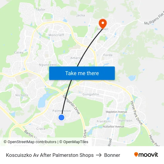 Koscuiszko Av After Palmerston Shops to Bonner map