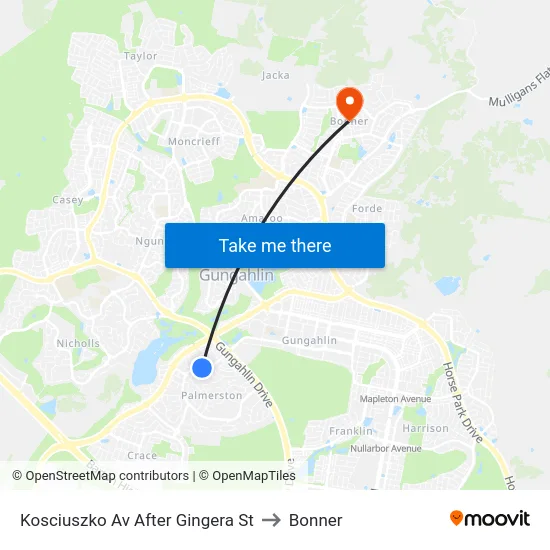 Kosciuszko Av After Gingera St to Bonner map
