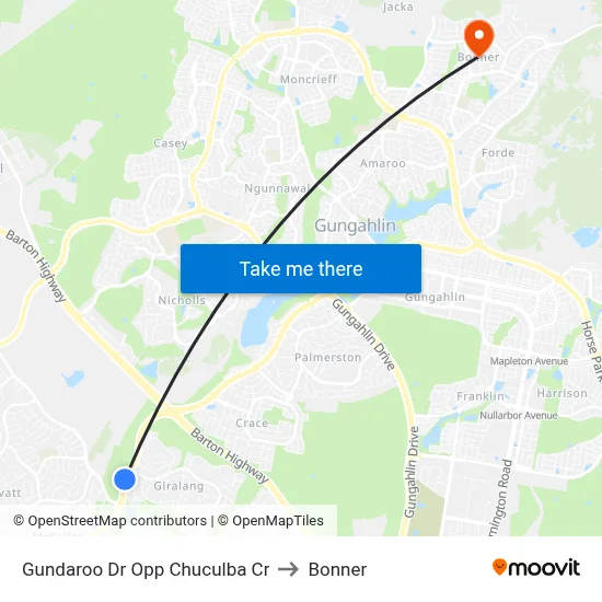 Gundaroo Dr Opp Chuculba Cr to Bonner map