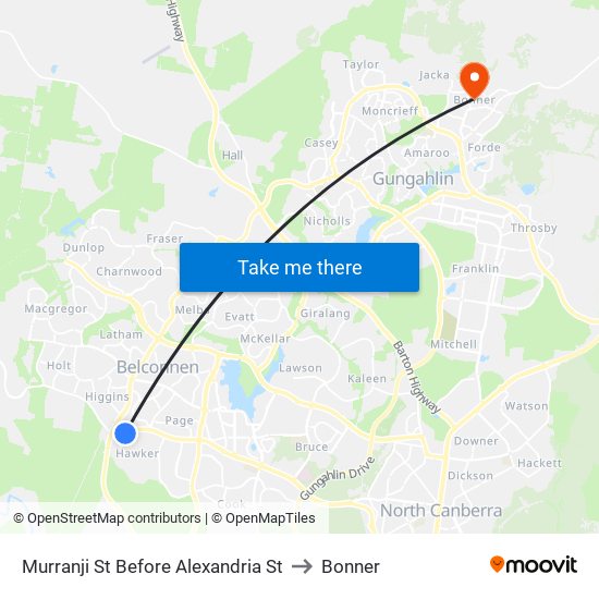 Murranji St Before Alexandria St to Bonner map