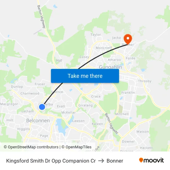 Kingsford Smith Dr Opp Companion Cr to Bonner map