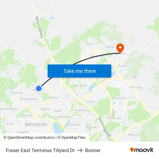 Fraser East Terminus Tillyard Dr to Bonner map