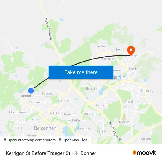 Kerrigan St Before Traeger St to Bonner map