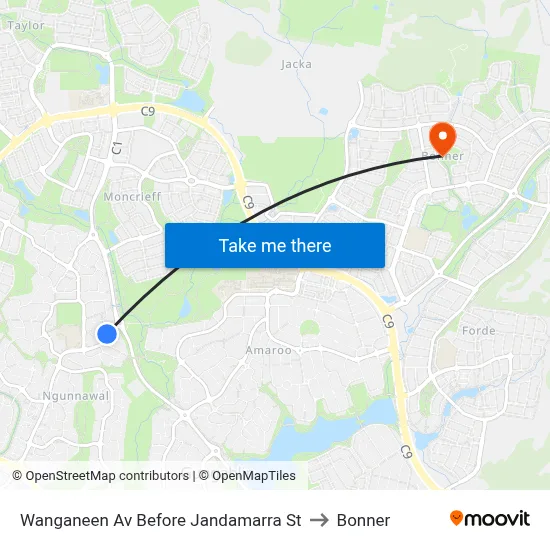 Wanganeen Av Before Jandamarra St to Bonner map