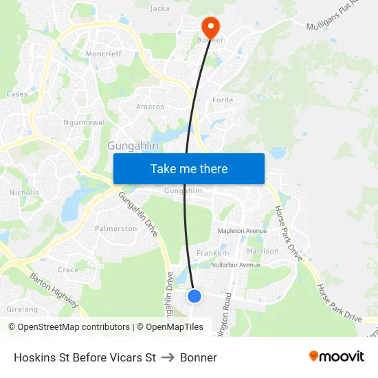 Hoskins St Before Vicars St to Bonner map