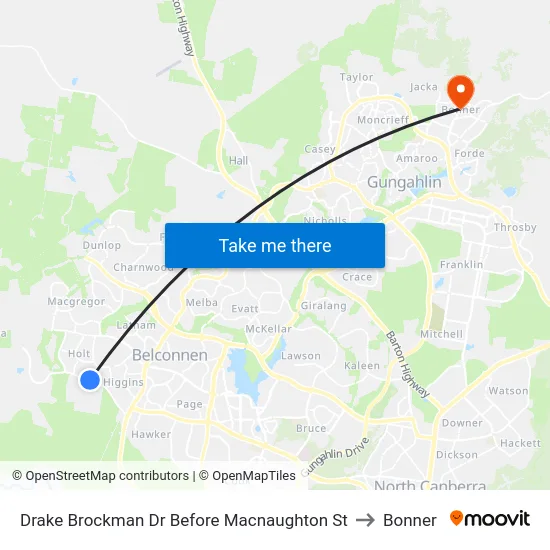Drake Brockman Dr Before Macnaughton St to Bonner map