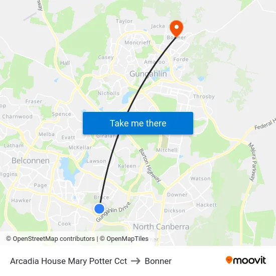 Arcadia House Mary Potter Cct to Bonner map