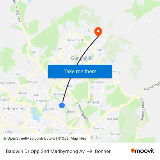 Baldwin Dr Opp 2nd Maribyrnong Av to Bonner map