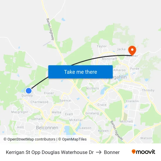 Kerrigan St Opp Douglas Waterhouse Dr to Bonner map