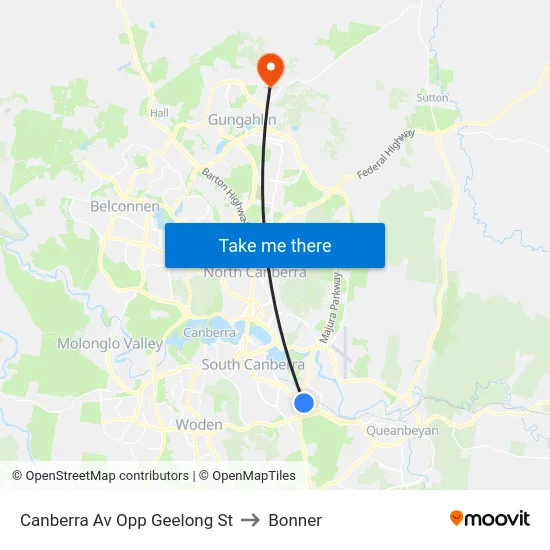 Canberra Av Opp Geelong St to Bonner map