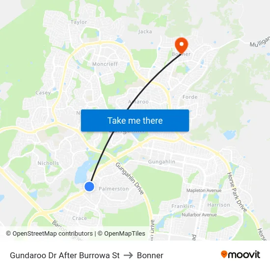 Gundaroo Dr After Burrowa St to Bonner map