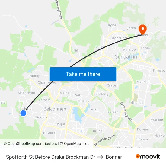 Spofforth St Before Drake Brockman Dr to Bonner map