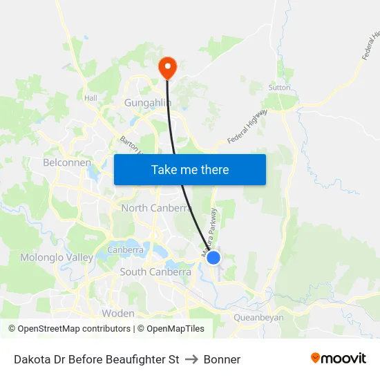 Dakota Dr Before Beaufighter St to Bonner map