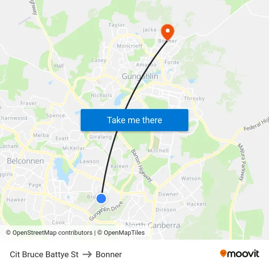 Cit Bruce Battye St to Bonner map