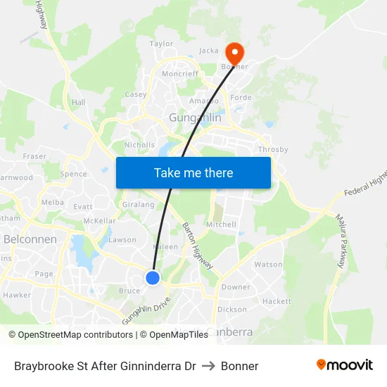 Braybrooke St After Ginninderra Dr to Bonner map
