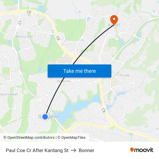 Paul Coe Cr After Kardang St to Bonner map