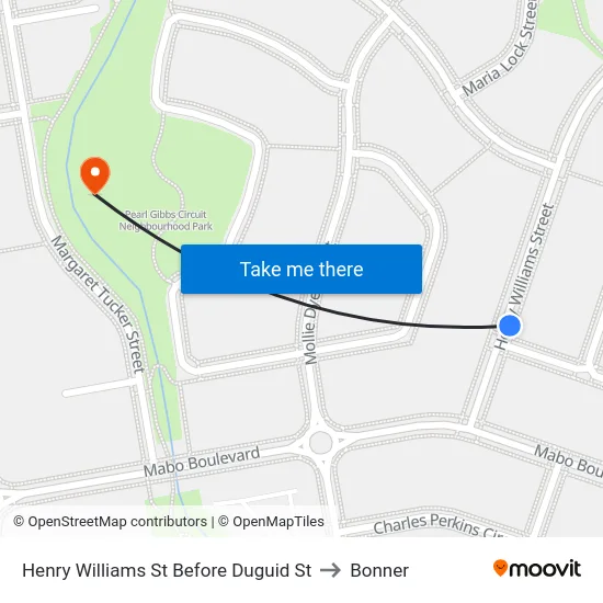 Henry Williams St Before Duguid St to Bonner map