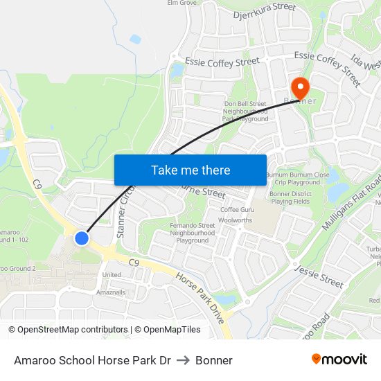 Amaroo School Horse Park Dr to Bonner map