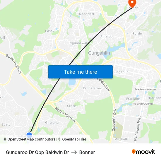 Gundaroo Dr Opp Baldwin Dr to Bonner map
