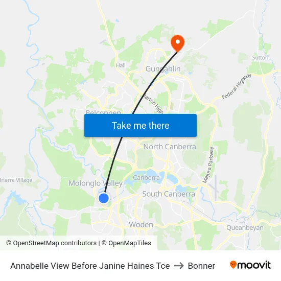 Annabelle View Before Janine Haines Tce to Bonner map