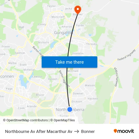 Northbourne Av After Macarthur Av to Bonner map