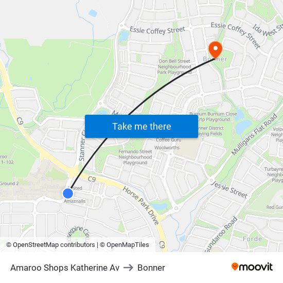 Amaroo Shops Katherine Av to Bonner map