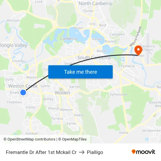 Fremantle Dr After 1st Mckail Cr to Pialligo map