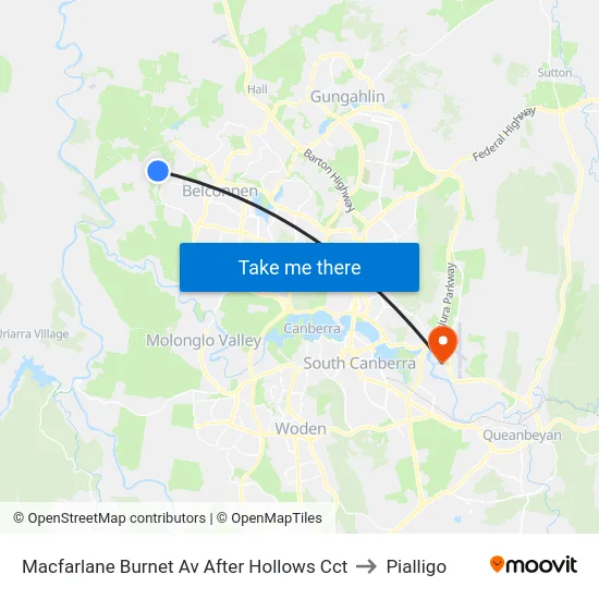 Macfarlane Burnet Av After Hollows Cct to Pialligo map